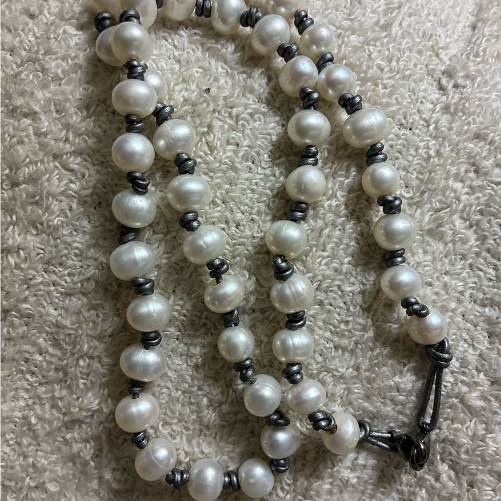 SALE PRICED! Freshwater Large Real Pearls on Silver Cord Necklace